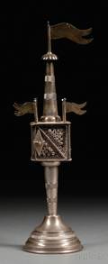 German 800 Silver Towerform Besamim Box Spice Container