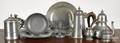 Nine pieces of pewter tableware