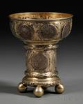 German 800 Silver Parcelgilt and Coinmounted Chalice