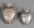 Two Continental Silver Heartshaped Boxes