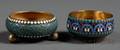 Two Russian Goldwashed Silver and Cloisonne Enamel Individual Open Salts