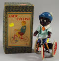 New Cyclist Black Boy Windup Toy in Box