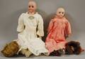 Two Closed Mouth German Bisque Shoulderhead Lady Dolls