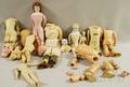 Large Group of Old Doll Heads Bodies and Miscellany