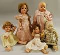 Group of Five Composition Dolls