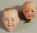 Two German Bisque Baby Doll Heads