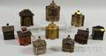 Ten Small Painted Cast Iron Building and Bank Building Still Banks