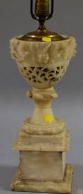 Carved and Reticulated Alabaster Table Lamp