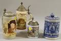 Three Villeroy  Boch German Pewterlidded Stoneware Steins