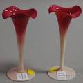 Pair of Small Peachblow Art Glass JackinthePulpit Vases