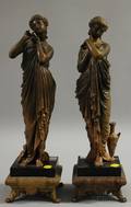 Pair of Gilt Metal Figures of Classical Maidens