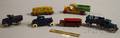 Two Bluepainted Cast Iron Toy Picket Trucks a Bus Car and a Ladder