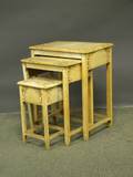 Nest of Three Painted Carved Hardwood Stands