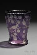 Acidetched and Engraved Cut Glass Vase