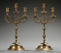 Pair of Brass Threelight Candelabra