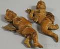 Pair of Continental Carved Wood Angel Figural Wall Ornaments