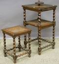 California Furniture Co Jacobeanstyle Caned and Carved Oak Telephone Stand