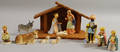 Tenpiece GoebelHummel Ceramic Figural Nativity Set with Wooden Manger