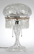 Colorless Cut Glass Floral and Butterflydecorated Mushroom Table Lamp