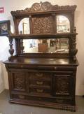 Jacobean Revival Carved Oak Twopart Buffet