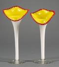 Pair of White Cased Glass JackinthePulpit Vases