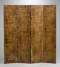 Provincialstyle Painted Canvas Fourpanel Floor Screen