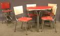 Fivepiece Vintage Chrome Red and White Kitchen Set and a Stepstool