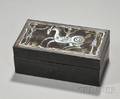 Midcentury Design Glazed Pottery and Ebony Trinket Box