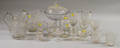 Sixteen Pieces of Colorless Pressed Holly Pattern Glass Tableware