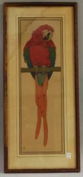 Framed Fritz Lang Chromolithograph of a Macaw