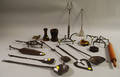 Fifteen Mostly Wrought Iron and Wooden Kitchen and Hearth Utensils