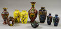 Eight Asian Cloisonne Vases and a Small Footed Jar