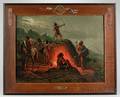 Polychromedecorated Oak Framed Taber Prang Chromolithograph Print Burning Arrow