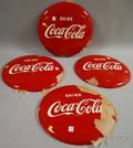 Set of Four CocaCola Painted Tin Button Signs