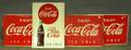 Three CocaCola Painted Tin EnjoyIce Cold Signs and a CocaCola Painted Tin DrinkThings Go Better Sign