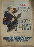 WWI Howard Chandler Christy Lithograph GEE I Wish I Were A Man Id Join The Navy Poster