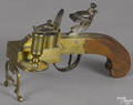 English brass pistol tinder lighter 19th c