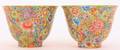 Chinese Famille Rose MilleFleurs Wine Cups