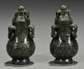 Pair of Jade Covered Jars