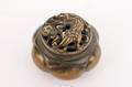 Oriental Bronze Incense Burner wDragon Motif Lid