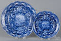 Two Historical blue Staffordshire Peace and Plenty plates