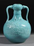 Turquoise Glazed Bottle Vase