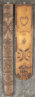 Two chip carved busks