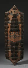 Dayak Carved and Painted Wood Shield