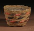 Tlingit Polychrome Twined Basketry Bowl
