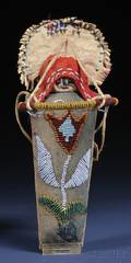 Columbia River beaded Cloth and Hide Model Cradle