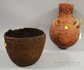 Navajo Basketry Water Jar and a Northwest Imbricated Basket