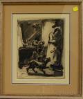 Eugene Higgins American 18741958 A Bone for the DogA Doublesided Composition