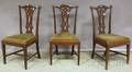 Set of Six Chippendalestyle Carved Mahogany Side Chairs