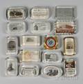 Twentyone Early 20th Century New York State Mostly Advertising and Travel Glass Paperweights